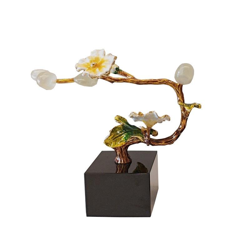 Metal Handicraft Golden Tree Plum Blossom Crystal Tree Artificial Sculpture Decorative Figurines Home Decoration Accessories