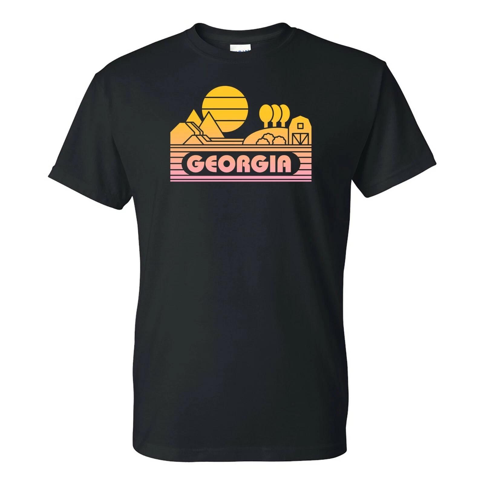 Georgia Groovy Sunset - Landscape Vacation Home State T Shirt - Black XL