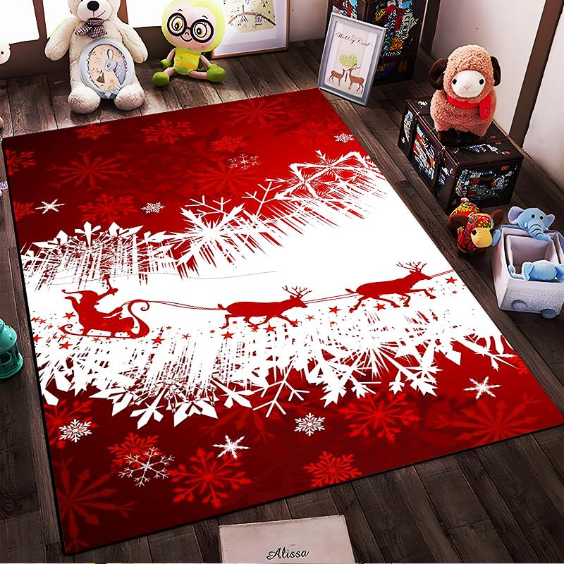 Christmas reindeer design rug, non-slip, suitable for living room and bedroom sofa