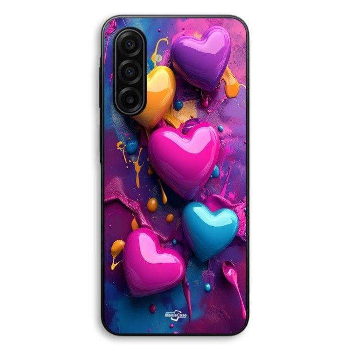 Coque Pour Samsung Galaxy A17 Coeurs colorés fond violet Maniacase