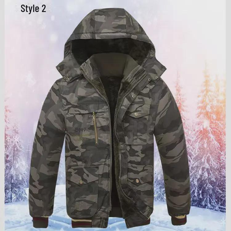 Camouflage Winter Cotton Jacket: Thickened, Velvet-Lined, Wear-Resistant for Cold Storage and Work