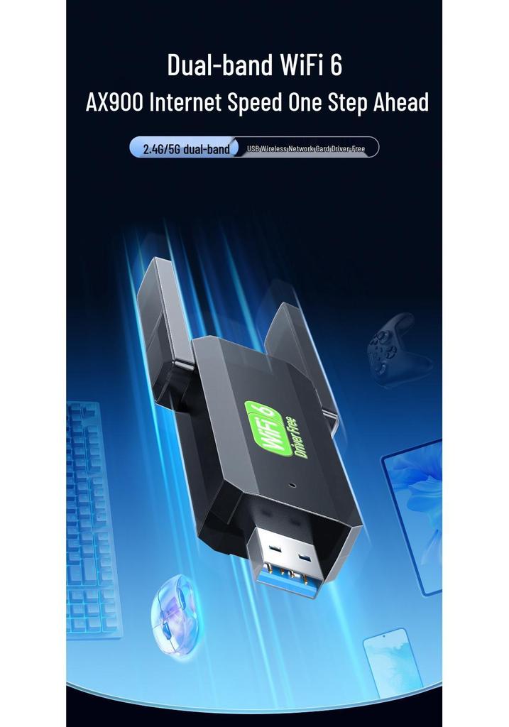 1300m Dual-Band USB Wireless Network Card - 5G Gigabit High-Speed WiFi for Desktop & Laptop (Driver-Free)
