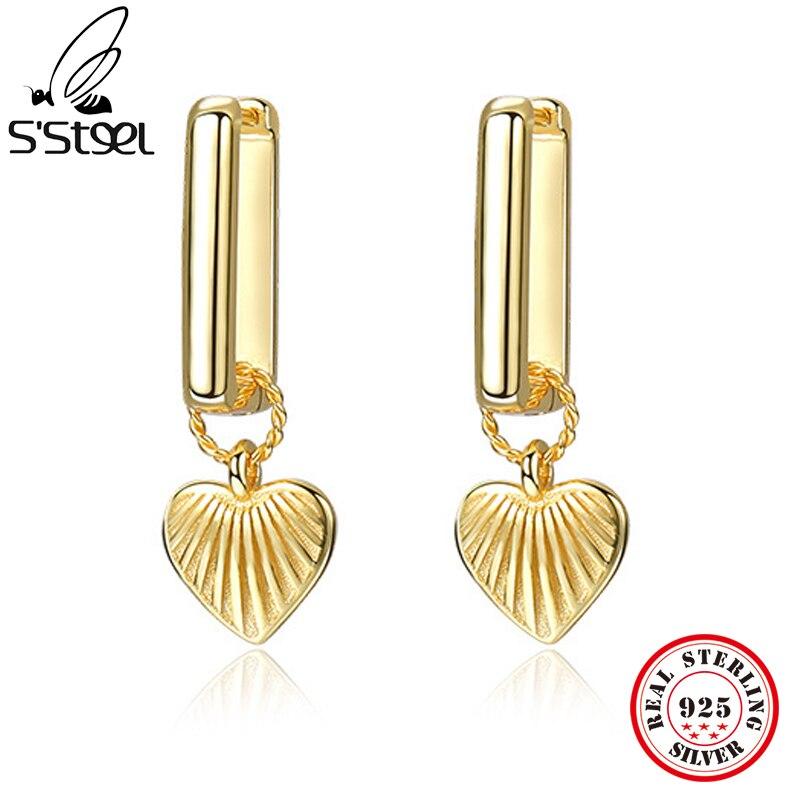 

Серьги-капли из стерлингового серебра 925 пробы с сердцем для женщин, минималистичные висячие серьги, винтажные вечерние серьги 2022, трендовые новые изящные ювелирные изделия