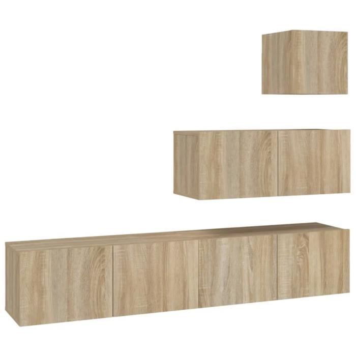 VidaXL Ensemble de meubles TV 4 pcs Chêne sonoma Bois d'ingénierie 3114648