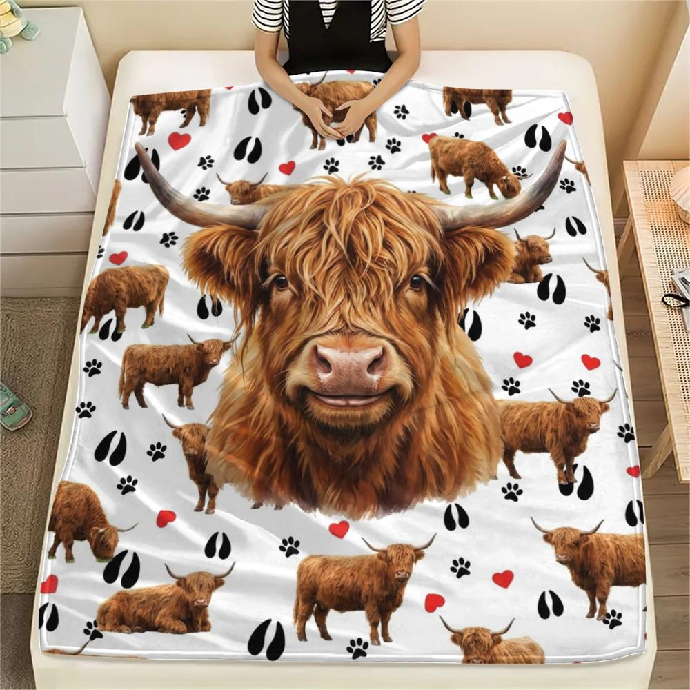 1 ks flanelová deka s potiskem kreslených zvířátek, Vysoká kvalita, Pro všechna roční období, Domácí dekorace, Teplo a pohodlí, Perfektní jako vánoční dárky