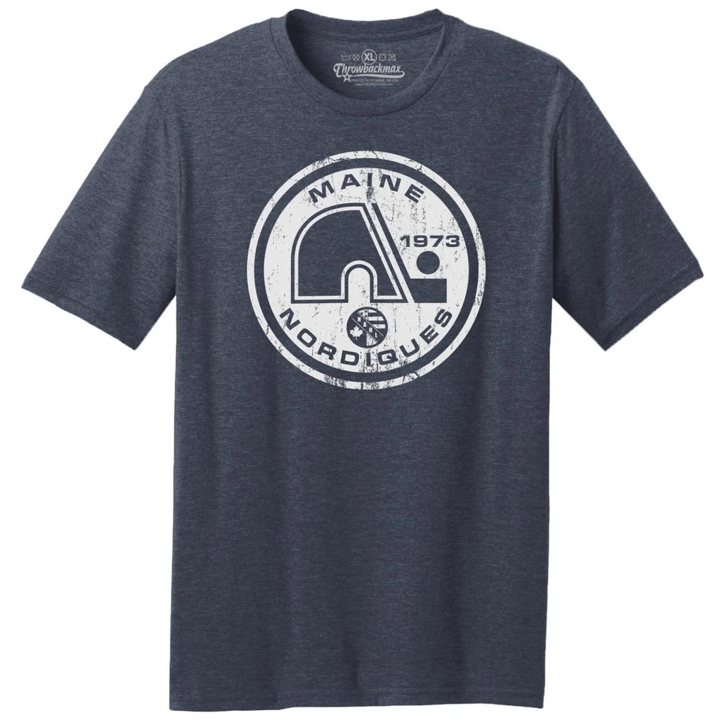 Maine Nordiques 1973 NAHL Hockey TRI-BLEND Tee Shirt - Quebec, Boston Bruins