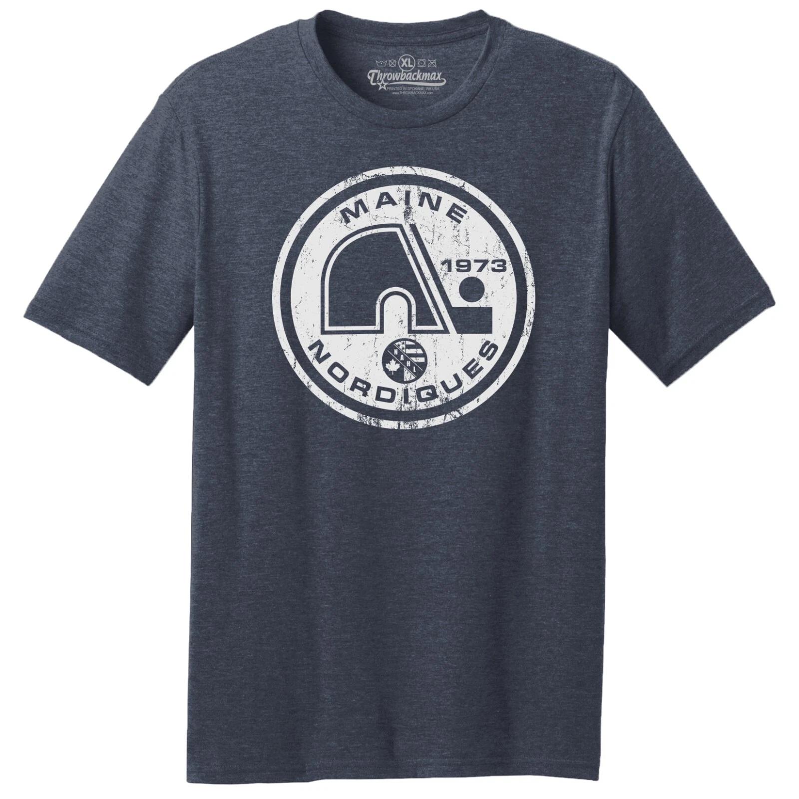 Maine Nordiques 1973 NAHL Hockey TRI-BLEND Tee Shirt - Quebec, Boston Bruins M