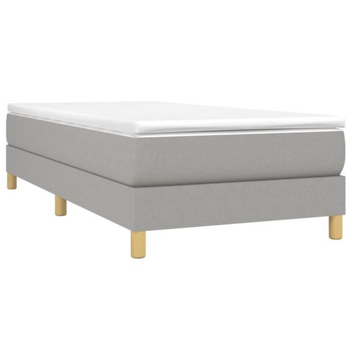 3144143 vidaXL Lit à sommier tapissier avec matelas Gris clair 90x200 cm Tissu