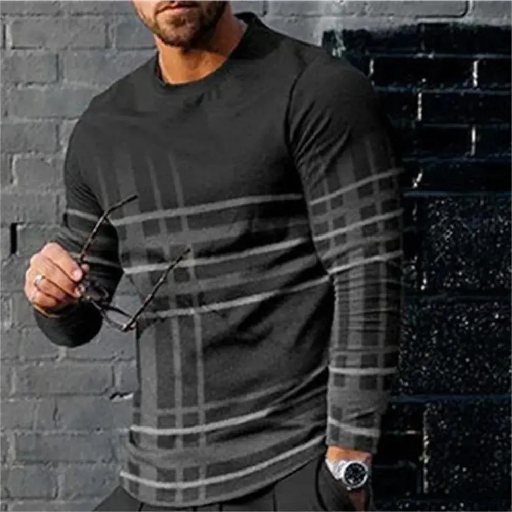 3D Digital Printing T-shirt Street Trend Long Sleeved O-neck Pullover T-shirt Large Men Long Sleeved Casual Sports Men Clothing