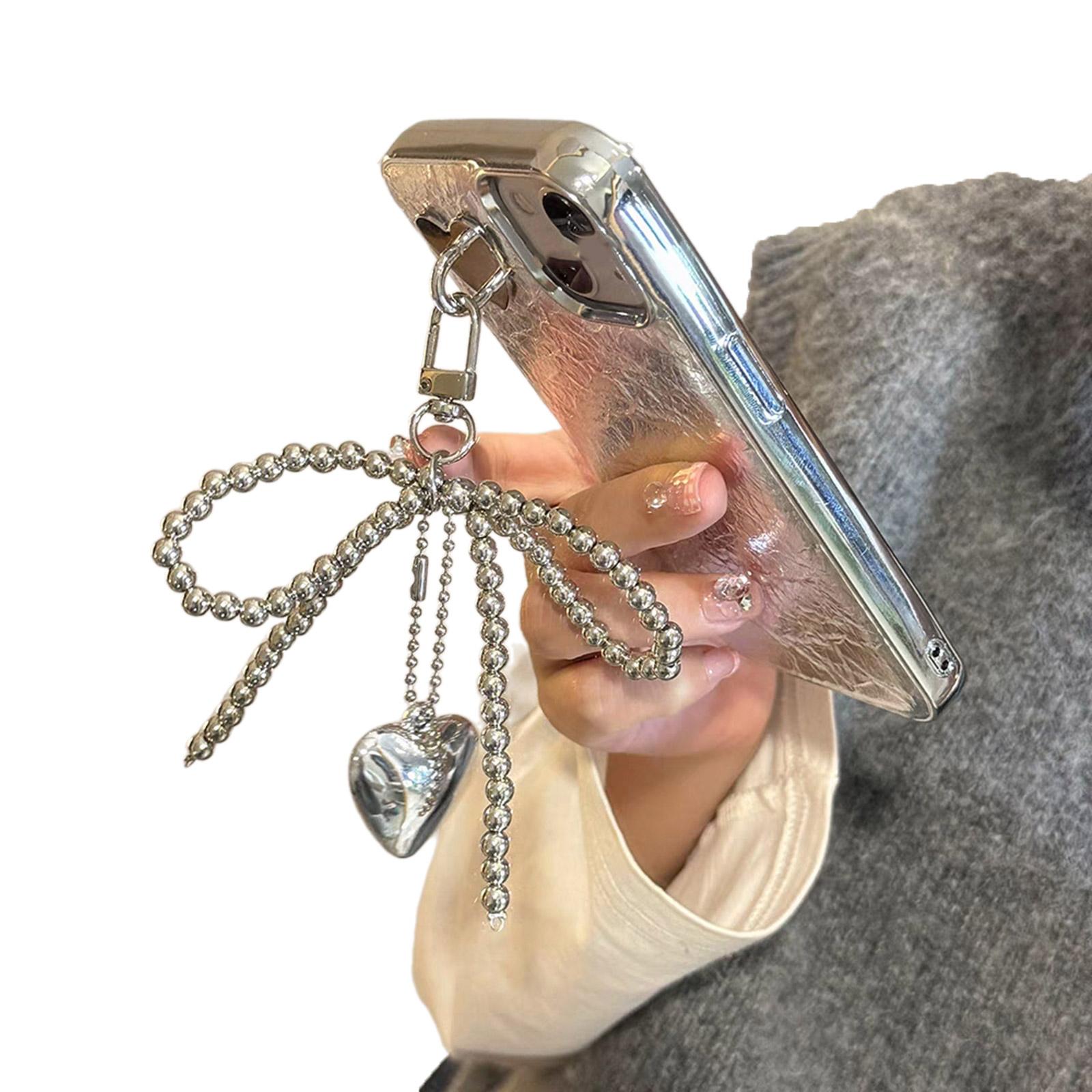 Брелок в виде сердца с бантом из бисера — фото 7