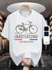 Amsterdam Graphic T-shirt - Black with Golden Bicycle Design