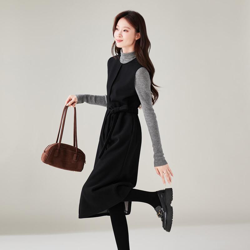 SOFSIL Winter Sleeveless Crew-Neck Midi Dress