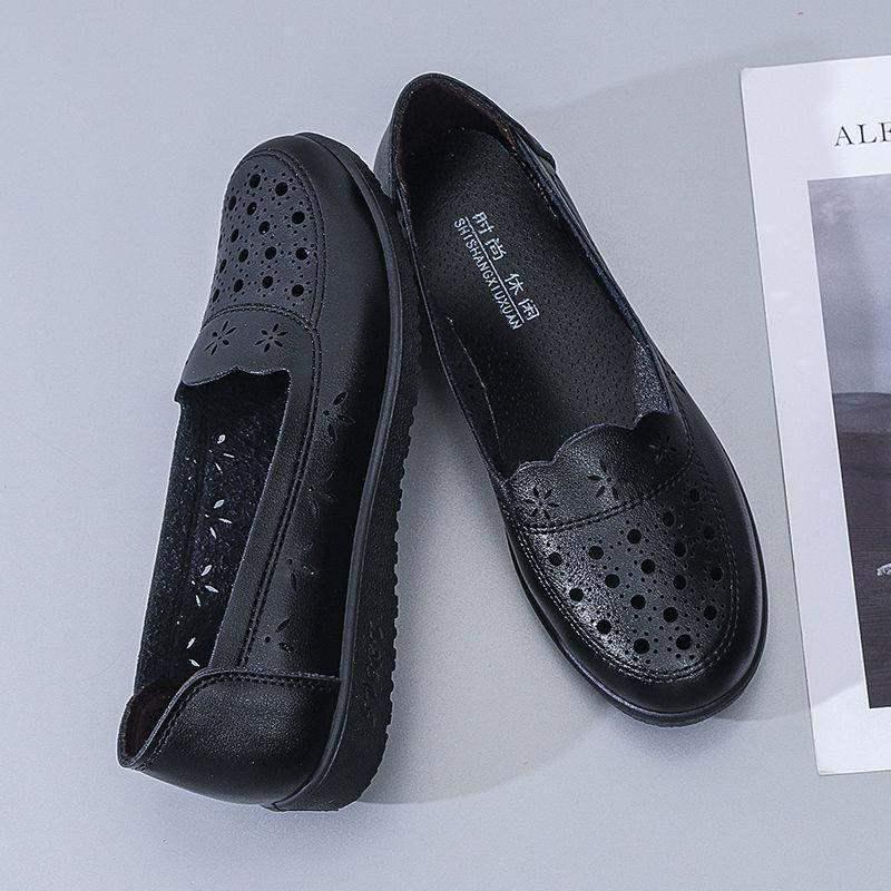 Women's Summer Soft Leather Breathable Non-Slip Sandals for Middle-Aged & Elderly