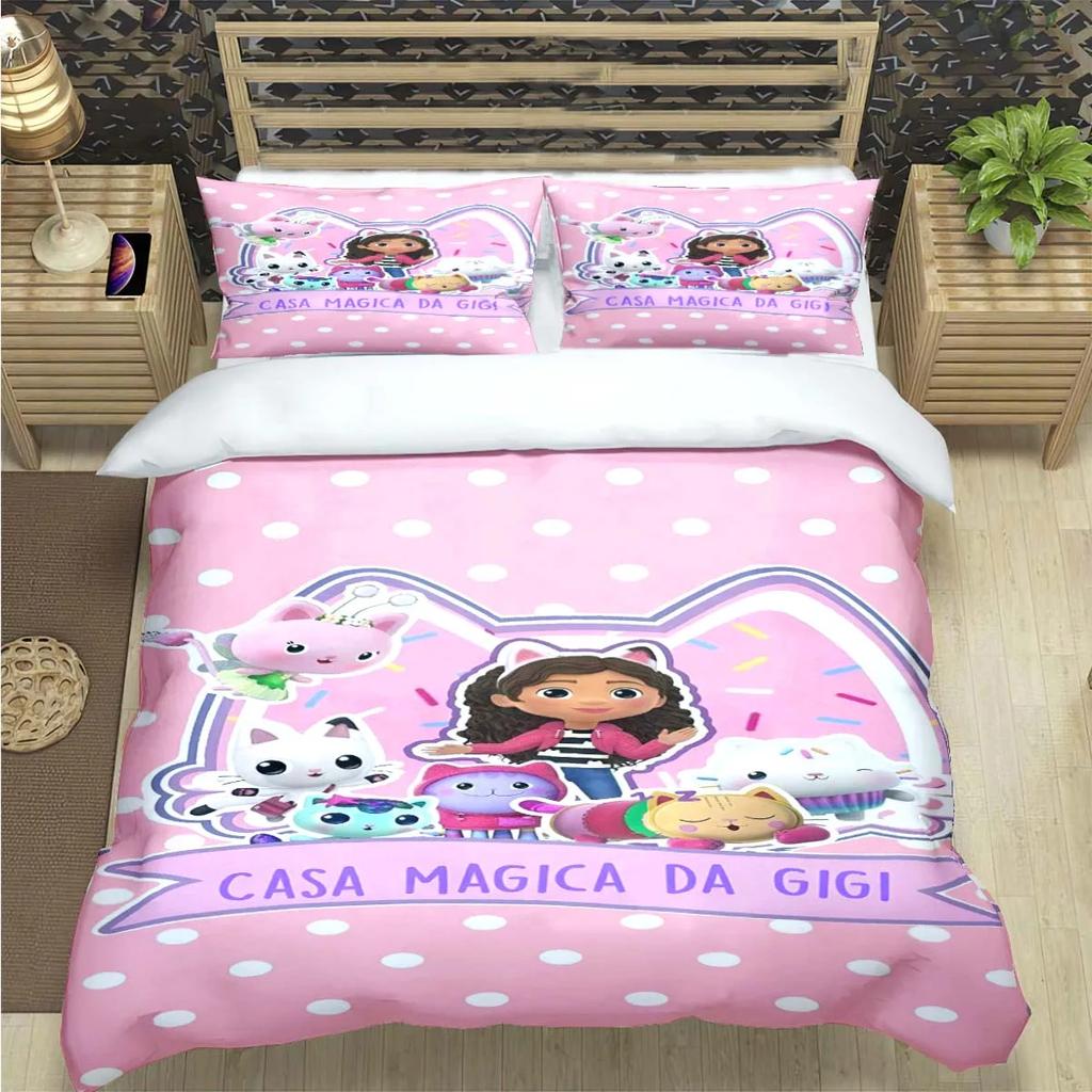 Moda Cartone Animato Carino G-Gabby Case delle Bambole Stampa Set Biancheria da Letto Copripiumino Piumone Letto Giovani Bambini Ragazza Ragazzi Regalo Lusso