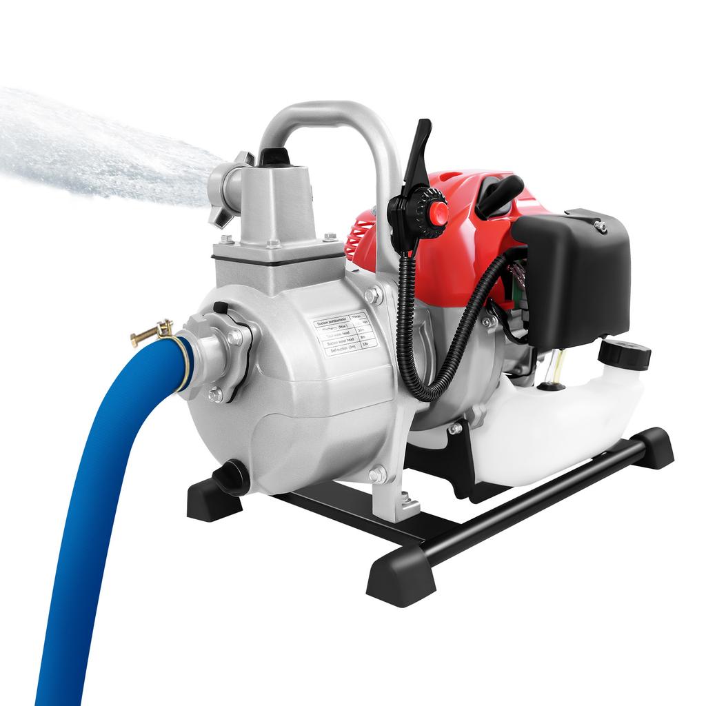 2-Stroke Portable Water Pump, 43cc Gasoline Engine Water Transfer Pump, 1.7HP  Manual Start Portable Pump for Farm Irrigation