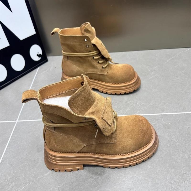 Suede Women's Boots 2025 Autumn/Winter New Style British Style Thick-soled Height-increasing Ankle Boots Retro Women's Shoes