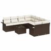 9 Piece Brown Garden Sofa Set with Cushions