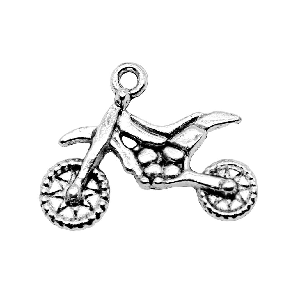 

10шт Мотоцикл Шармы Шармы Античное серебро Цвет Цинковый сплав 22X17mm