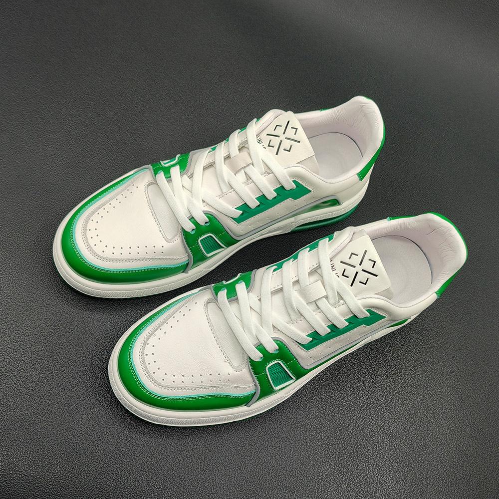 Herren aj Board Schuhe Leder Trend vielseitig Sportstil Freizeitschuhe Farbabstimmung Board Schuhe Herren trendige Schuhe Europäische Station Herrenschuhe