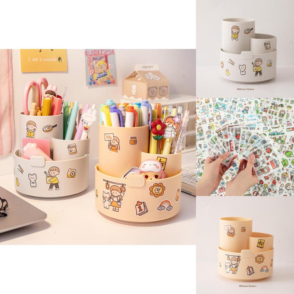 Multifunktionaler Schreibtisch-Stifthalter mit 3 Fächern und Drehfunktion