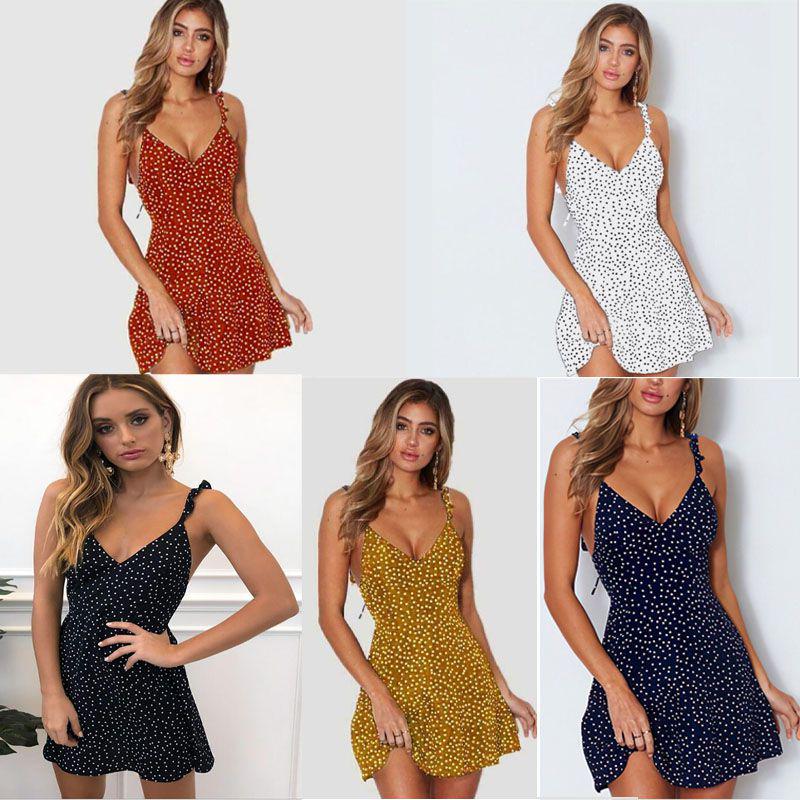 Boho Womens Floral Summer V Neck Party Evening Beach Short Mini Dress Sundress