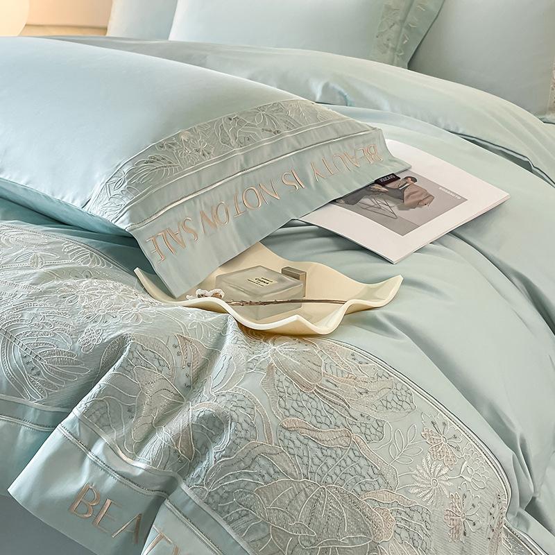 

Материнский Младенческий Класс А 100 шт. Хлопок Длинноволокнистый Синьцзянский 4-предметный Набор, Высококачественная Вышивка Пододеяльник, Хлопковое Легкое Роскошное Постельное Белье 2.0m bed sheet 4pc quilt 2.2 * 2.4m