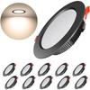Lot of 10 Extra-flat Black Recessed LED Spotlights 7W 700 Lm 3000K IP44 (equiv. 70W)