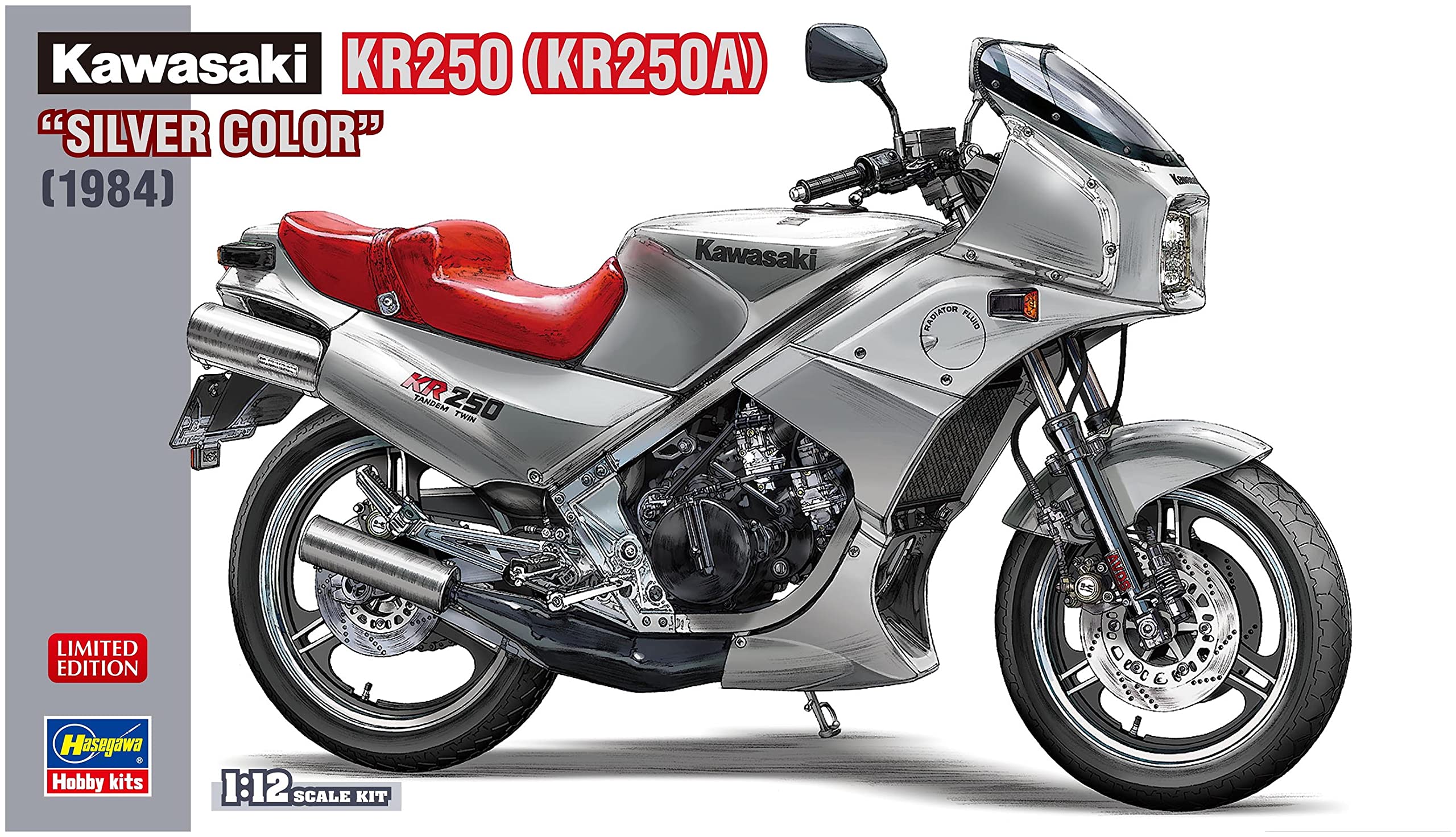 

Hasegawa Kawasaki KR250 Silver color plastic model 21747 1/12 (KR250A)