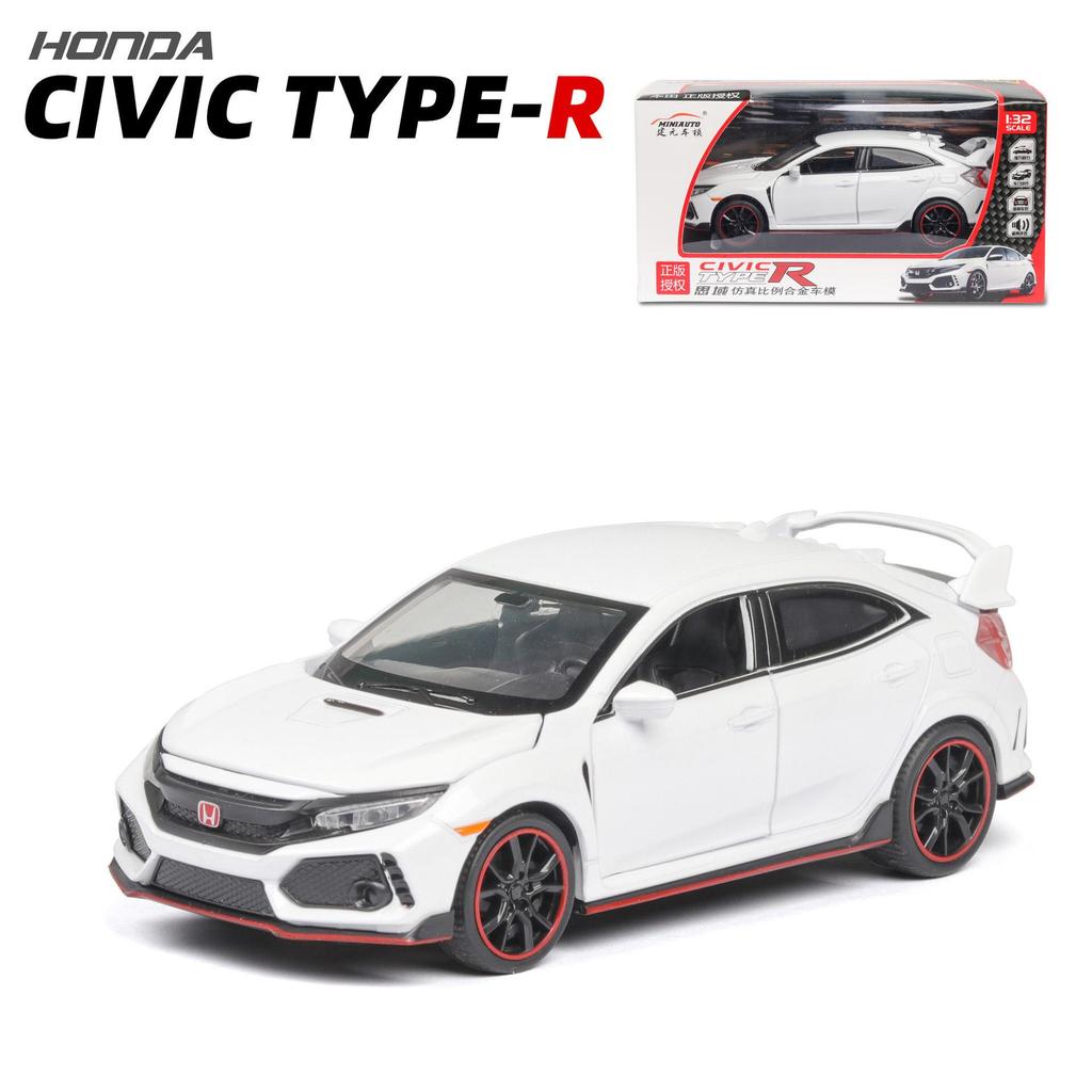 1:32 Scale 2017 Honda Civic Type-R Diecast Model Car Toy with Doors Open Light and Sound for Kids Boys Girls Adults Men Collection