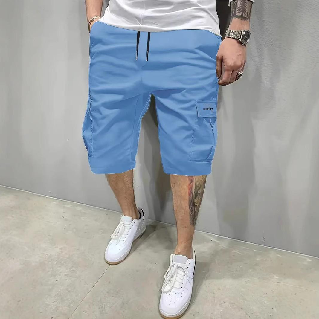 Value Vault Zomer Cargo Shorts voor Mannen - Grensoverschrijdend, Amerikaanse & Europese Maten, Strand & Vijf-Punten Stijl, Koreaans Ontwerp S hemelsblauwe kleur