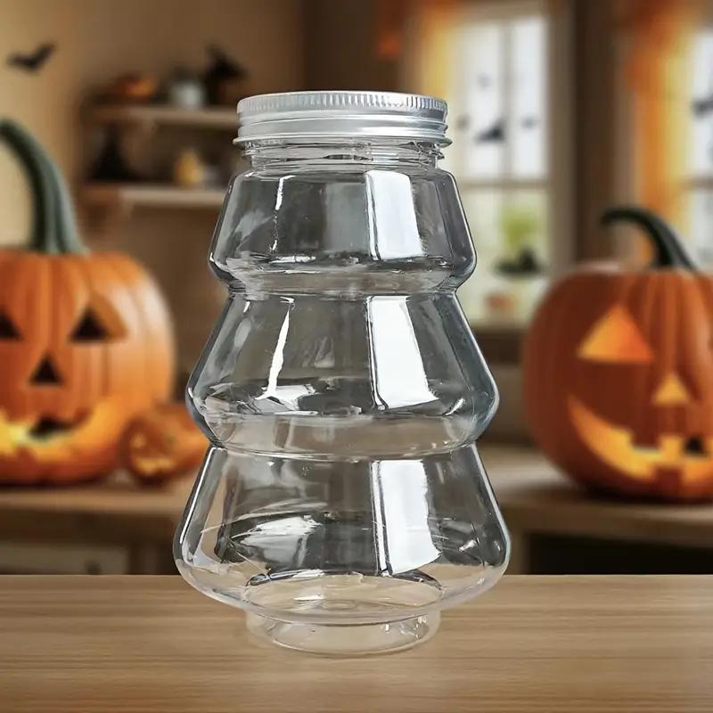 WTEMPO Christmas Tree Shaped Storage Jars with Lids Christmas Ornaments Clear Holiday Containers Halloween Christmas Party DIY Gift Packaging Boxes
