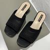 Medium heel cool slippers women's summer new Korean version of fly-woven outer wear one-word fashion women's cool slippers