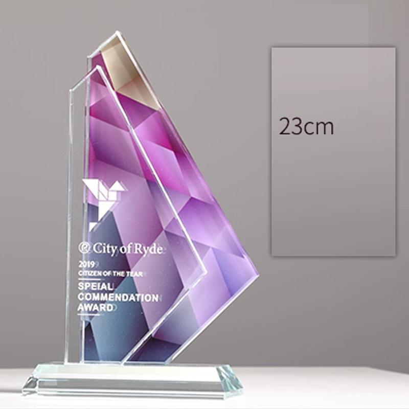 Customized Pentagram Crystal Trophy, Color Printing Prize Sports Movie Award Outstanding Employee Souvenir, Home Decoration, 1Pc