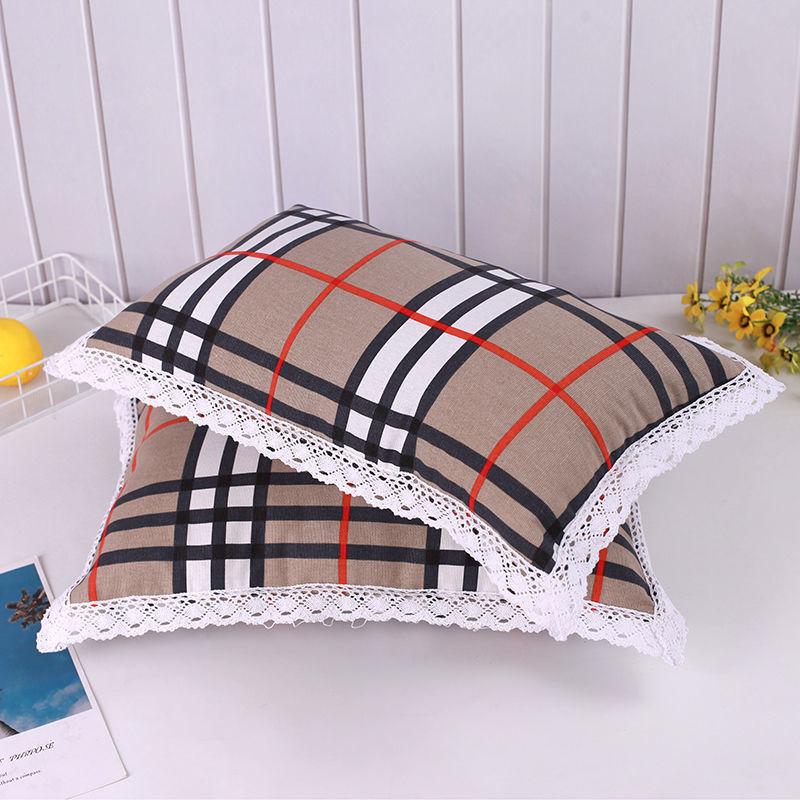Thickened Pure Cotton Old Coarse Fabric Lace Pillowcase, A Pair of Student and Children's Dormitory Cotton Pillow Covers