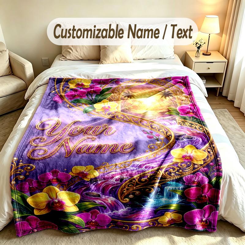 Fantasy Magic Theme Soft Blanket Personalized Custom Name Text Print Warm Blanket Home Sofa Bedroom Decor