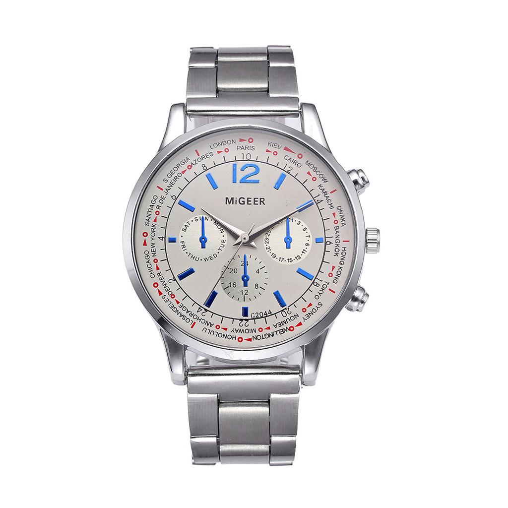Fashion Man Crystal Stainless Steel Analog Quartz Wrist Watch