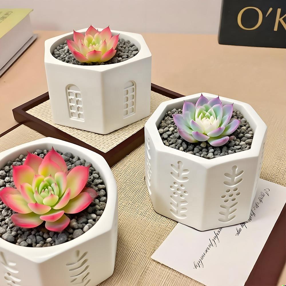 DM1249 Arab Style DIY Succulent Planter Pot Concrete Vase Gypsum Cement Molds Incense Burner Candle Jar Holder Molds for Crafts