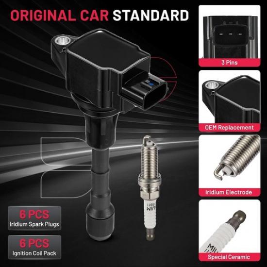 6 Spark Plugs And Ignition Coils Packs Fits Nissan Maxima Infiniti 3.5 V6 UF550