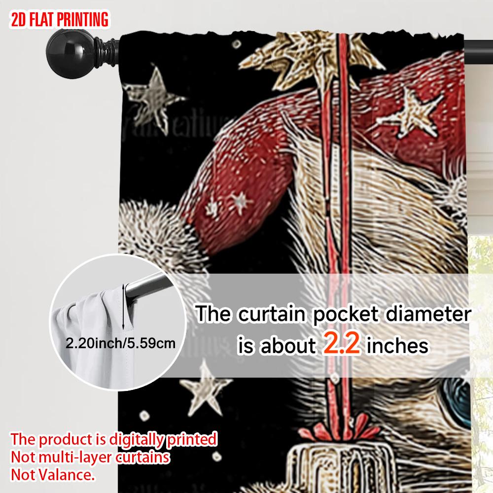 2pcs, plane printing Curtains&Window Treatment Santa Hat Red Cat_ Lantern & Snowflakes Versatile Polyester Fabric (without