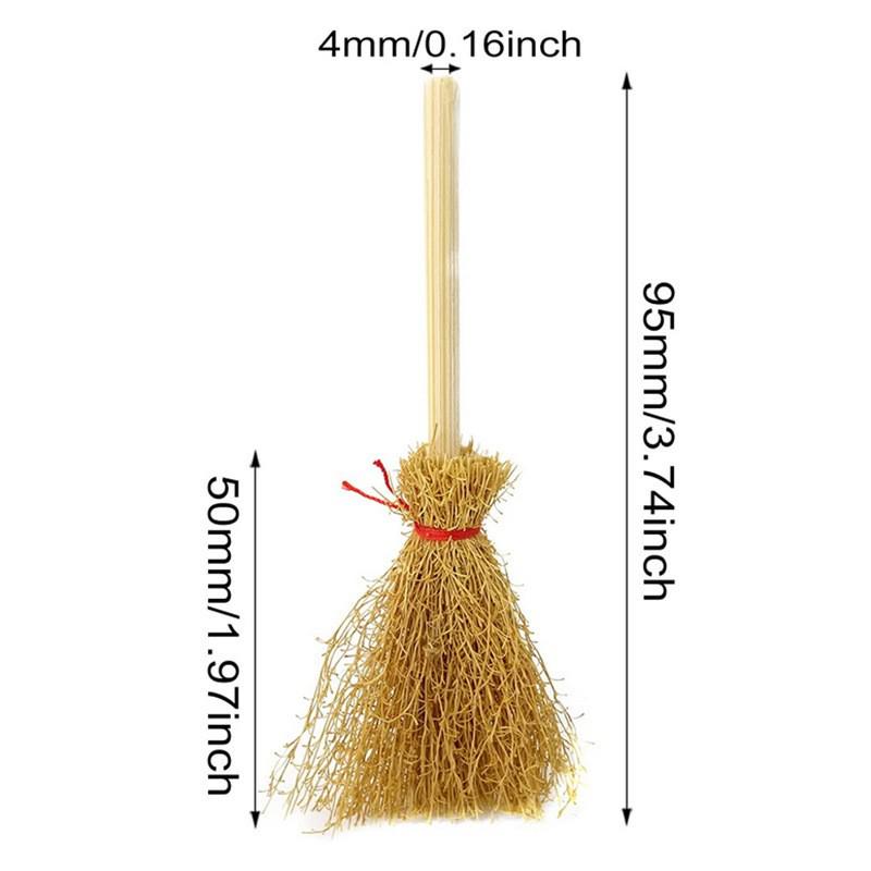 Halloween Mini Broomstick Ornament – Red & White Rope Witch Accessory