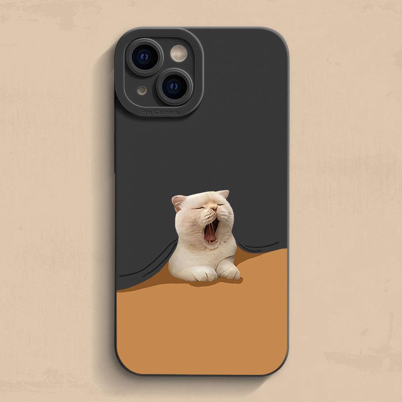 """Zívání Mňau Pouzdro na iPhone""": Kompatibilní s 11/12/13/14 Pro Max, iPhone 15 a XS/XR - Měkký design All-Inclusive"