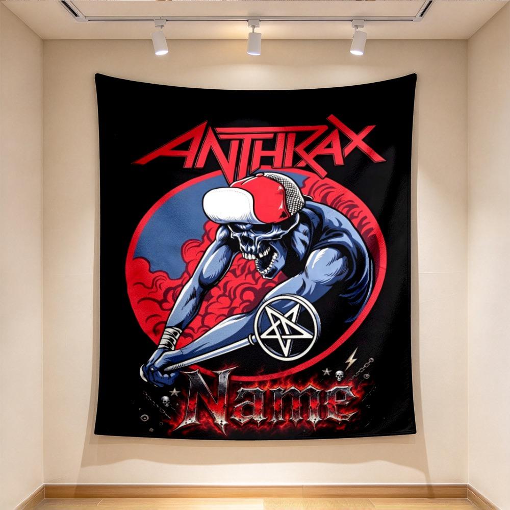 Custom Name Anthrax Skull Tapestry Wall Hanging for Bedroom, Living Room & Dorm Decor, Modern Home Wall Art