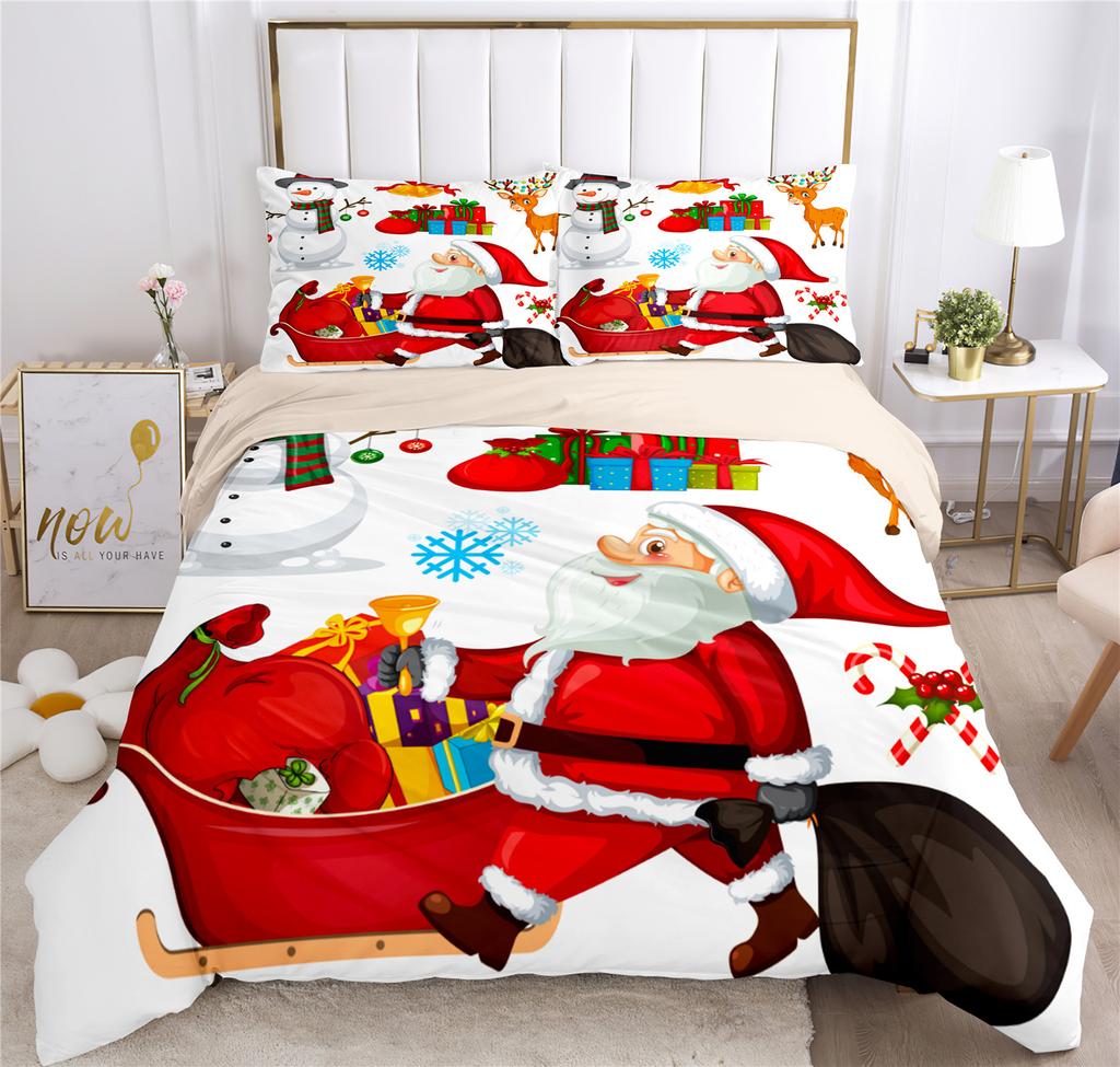 Happy Christmas Bedding Set 3D Printed Santa Claus Duvet Cover Set King Queen Double Size Kids Bedding Set No Bed Sheet Gifts