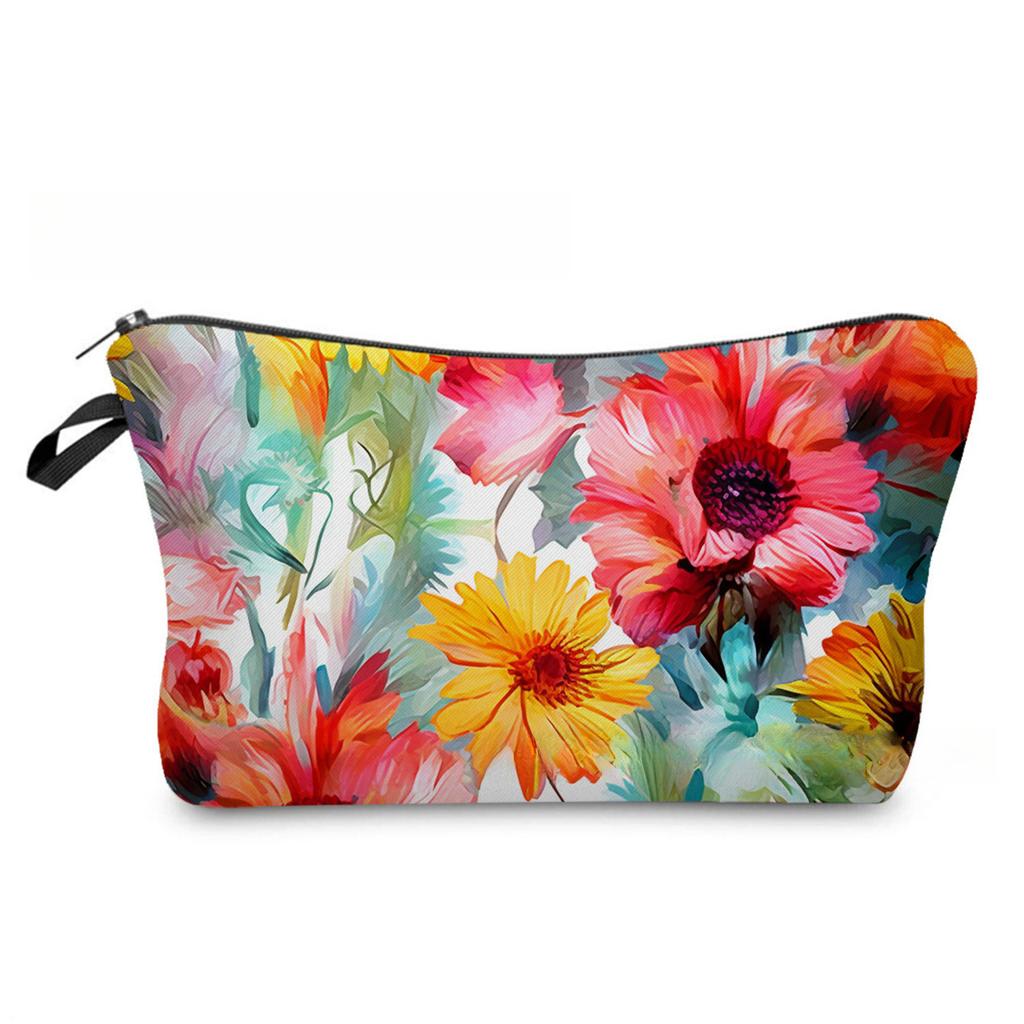 Women Floral Print Cosmetic Bag Toiletries Organize Travel Storage Case 6887 KTB