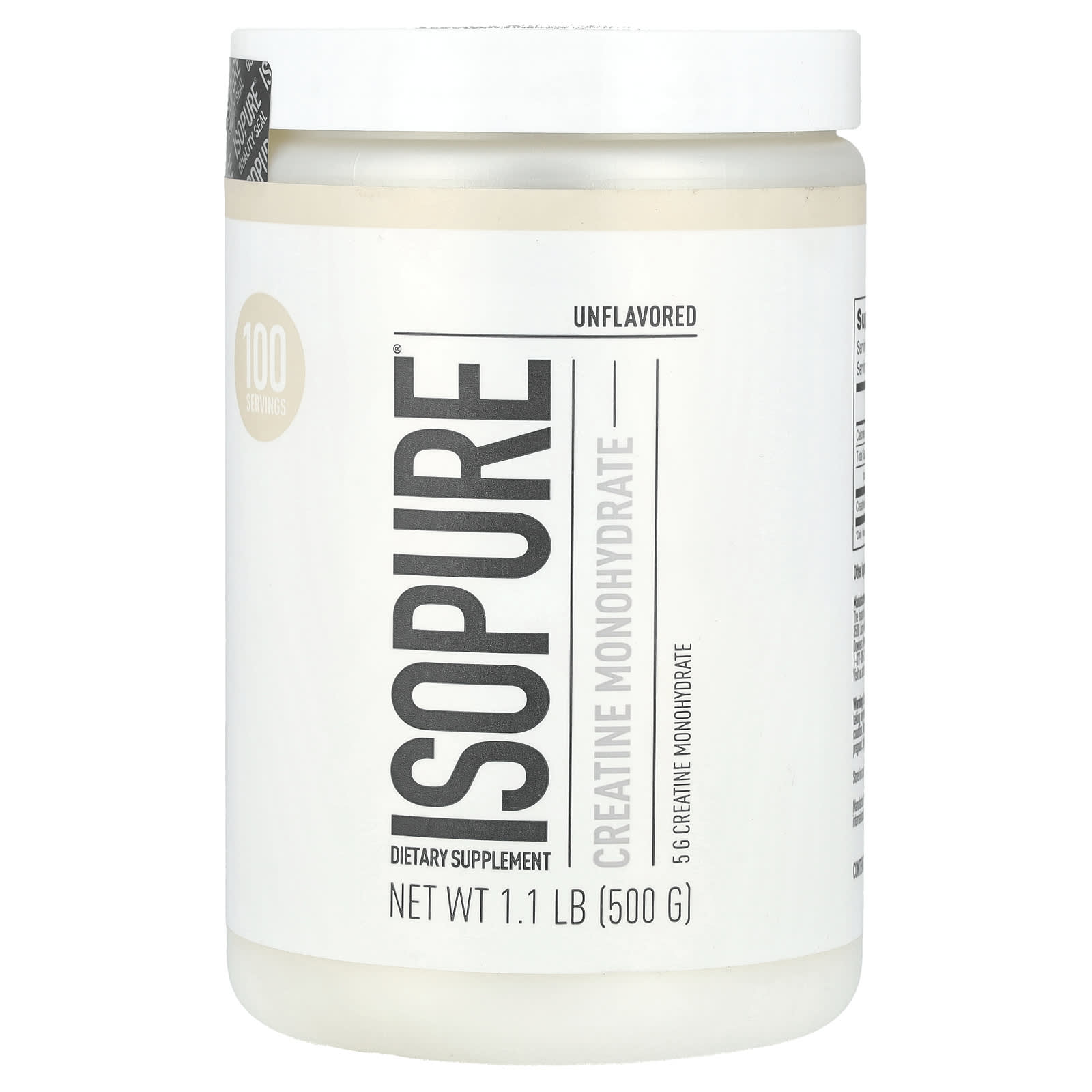 

Isopure, creatine monohydrate, unflavored, 1.1 lb (500 g)