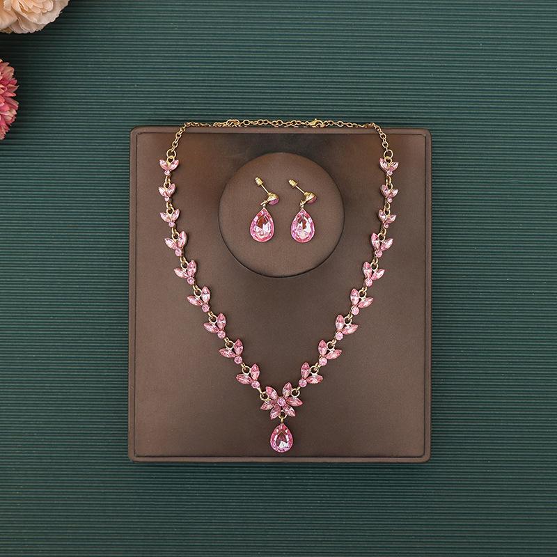 Koreański Zestaw Naszyjnika i Kolczyków Ślubnych - Cyrkonie i Perły Dodatki Ślubne