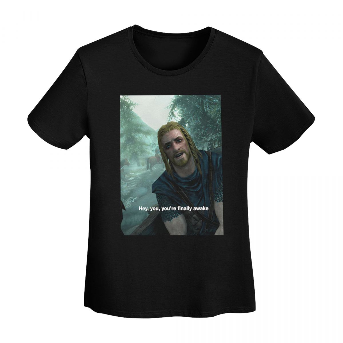 

Hey You YouRe Finally Awake Skyrim TShirt Women Short Sleeve T Shirts Crew Neck Clothing Cotton Summer Tees Streetwear 2XL