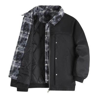 Large Size Fake Two-piece Men's Winter Down and Cotton Jacket with Collar and Thick Cotton Jacket