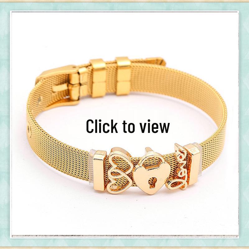Pan's Rose Gold European Style Princess Crown Heart Pendant Bracelet for Women - DIY Customizable Series.
