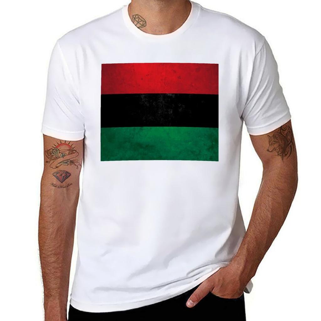 Distressed Afroamerican Panafrican Unia Flag Tshirt Relaxed Fit Casual Short Sleeve Top